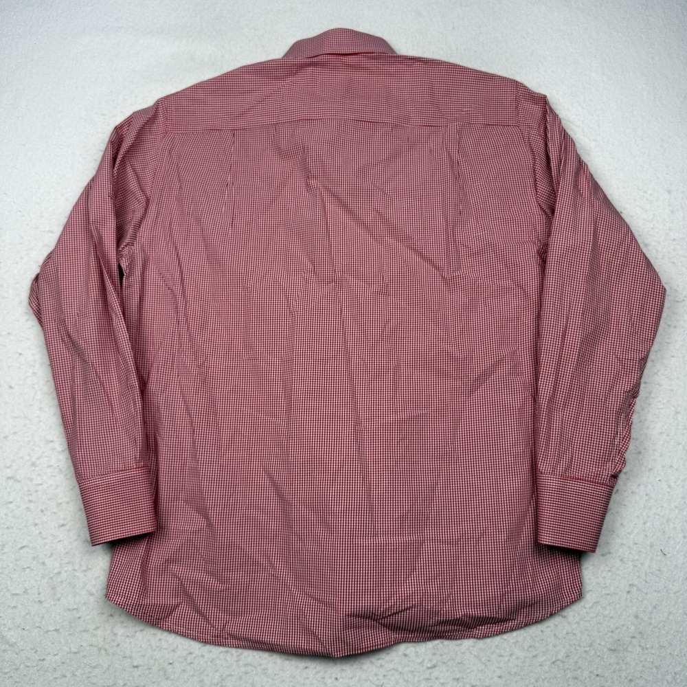 Brioni Shirt Mens 40 Red Gingham Cotton Long Sleeve Dress Button Front Italy - Picture 7 of 8